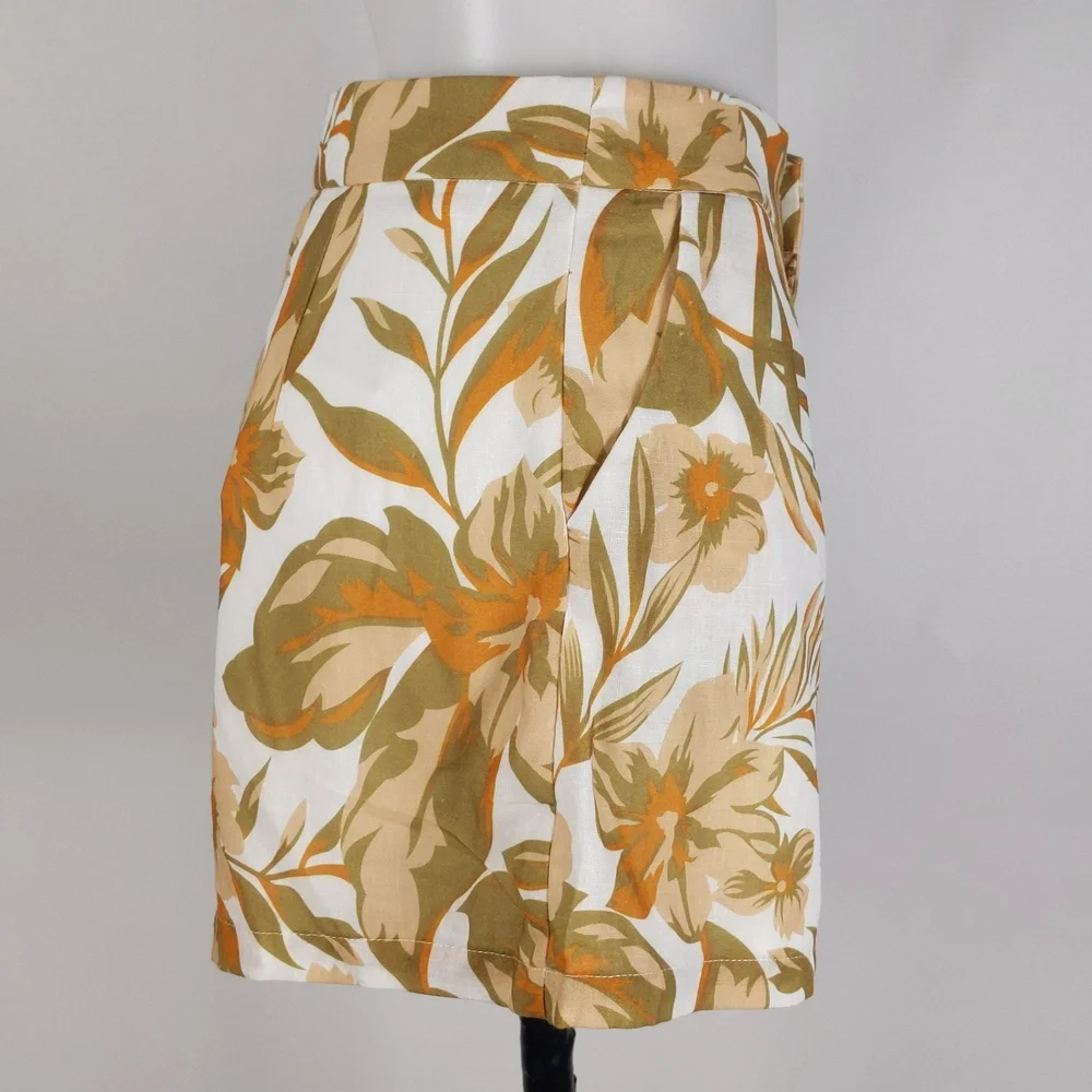 Minnie & Co Women's Shorts Size 10 Beige Green White Zip Fly Pockets Lined NEW - Picture 5 of 10